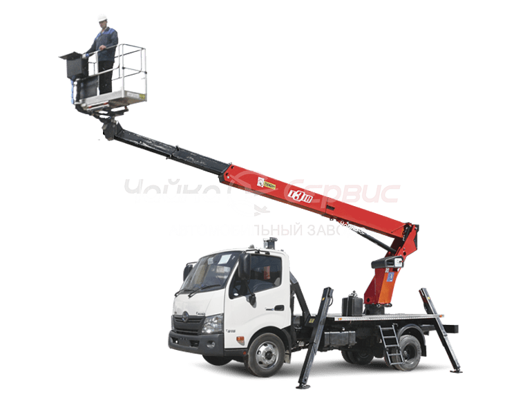 Автогидроподъёмник телескопический (стрела над кабиной) HINO 300 (640) с АГП Чайка TR318