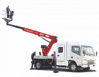 Автогидроподъёмник телескопический (стрела за кабиной) JAC N80 c 7-местной двухрядной кабиной "Тайга"