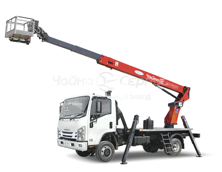 Автогидроподъёмник телескопический (стрела над кабиной) ISUZU NPS75LH (4х4) с АГП Чайка TR320