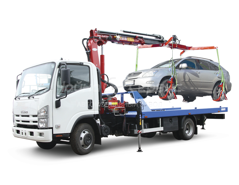 Эвакуатор ISUZU FORWARD 12.0 (FSR34) с прямой платформой и КМУ Чайка NR816T 2S