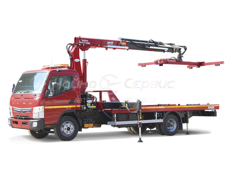 Эвакуатор FUSO FE85D с прямой платформой и КМУ Чайка NR811T-2S