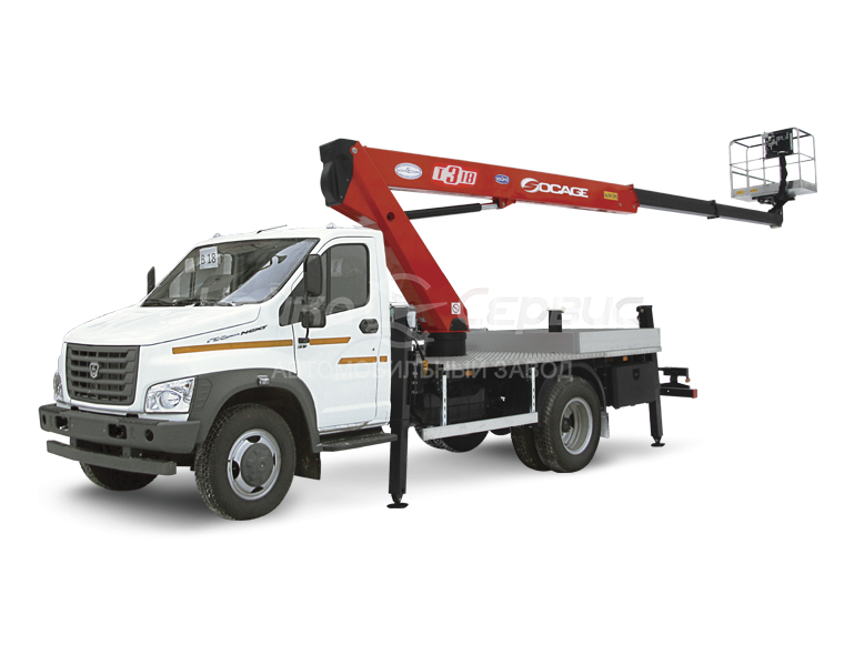 Автогидроподъёмник телескопический (стрела за кабиной) ГАЗ-C41R13 NEXT с АГП Чайка T318