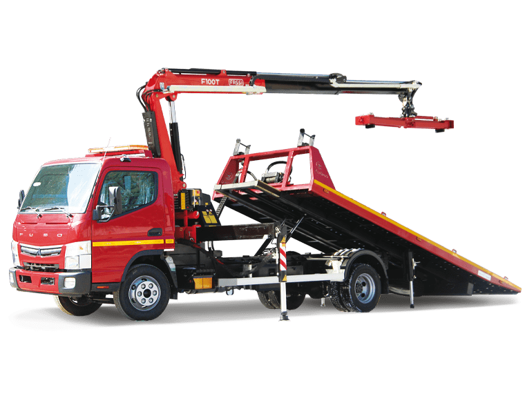 Эвакуатор FUSO FE85DH со сдвижной платформой с КМУ Чайка-Fassi F100AT.12