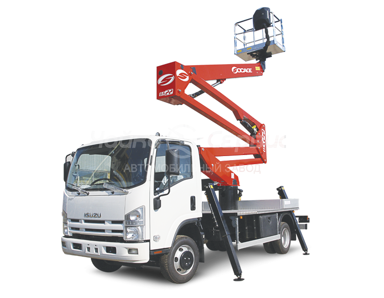 Автогидроподъёмник комбинированный телескопический ISUZU ELF 7.5 (NPR75L) с АГП Чайка TR-424