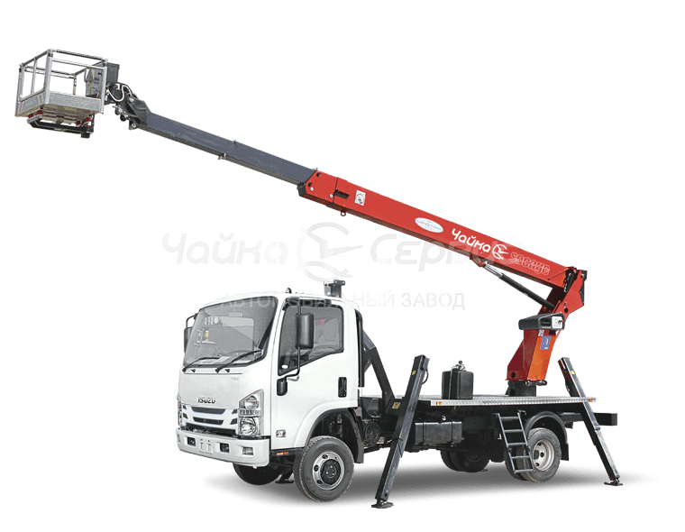 Автогидроподъёмник телескопический (стрела над кабиной) ISUZU NPS75LH (4х4) с АГП Чайка TR320