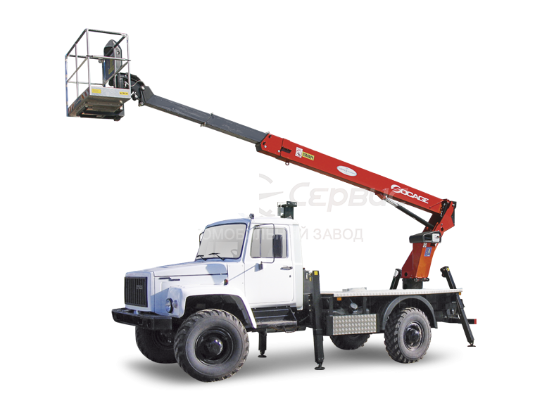 Автогидроподъёмник телескопический (стрела над кабиной) ГАЗ-33088 «Садко» с АГП Чайка