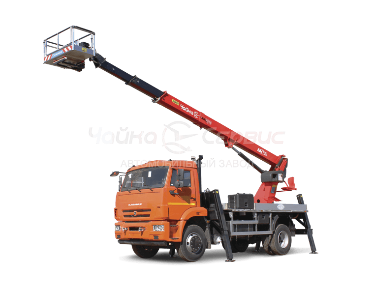 Автогидроподъёмник телескопический (стрела над кабиной) КАМАЗ-43253 с АГП Чайка TR-322, TR328