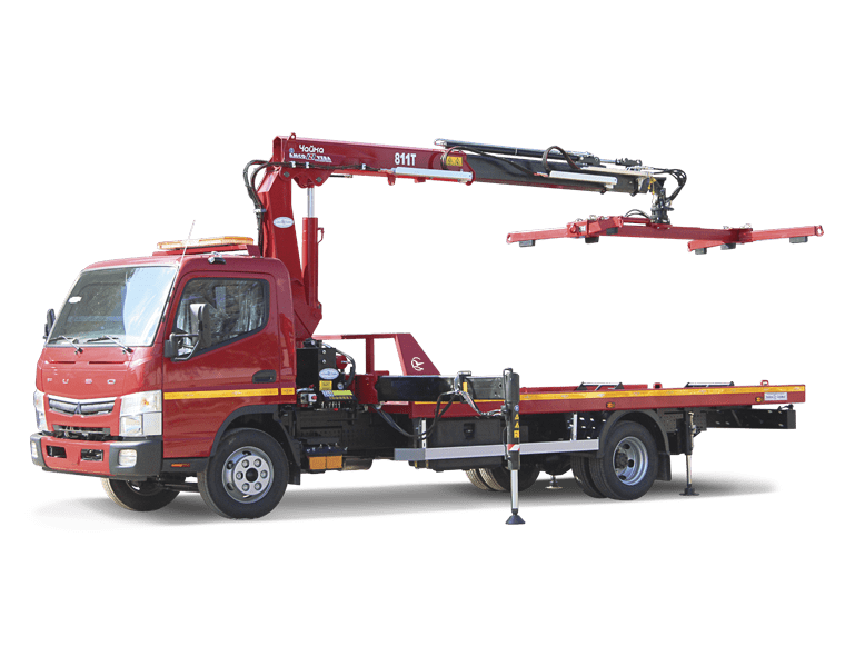 Эвакуатор FUSO FE85D с прямой платформой и КМУ Чайка NR811T-2S
