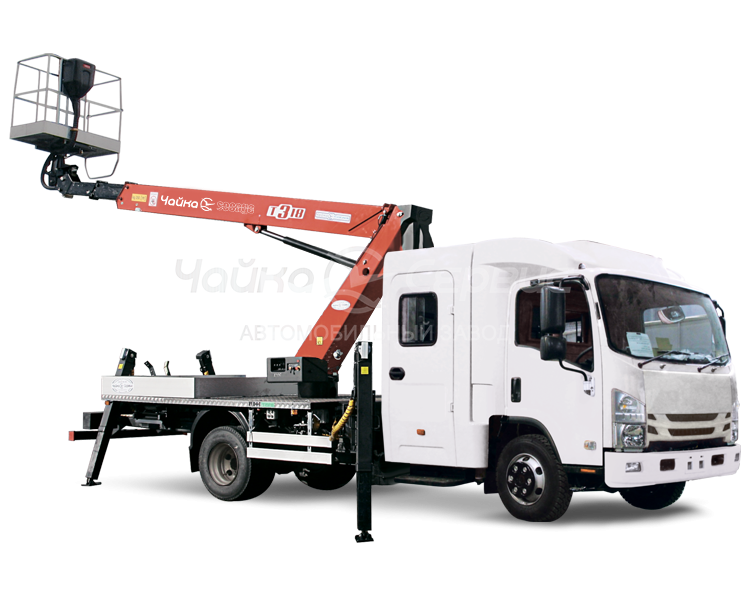 Автогидроподъёмник телескопический (стрела за кабиной) ISUZU NPR75 c 7-местной двухрядной кабиной "Тайга"