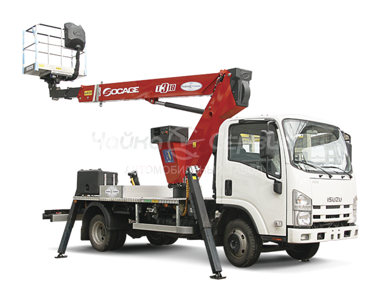Автогидроподъёмник телескопический (стрела за кабиной) ISUZU NMR85H с АГП Чайка T318