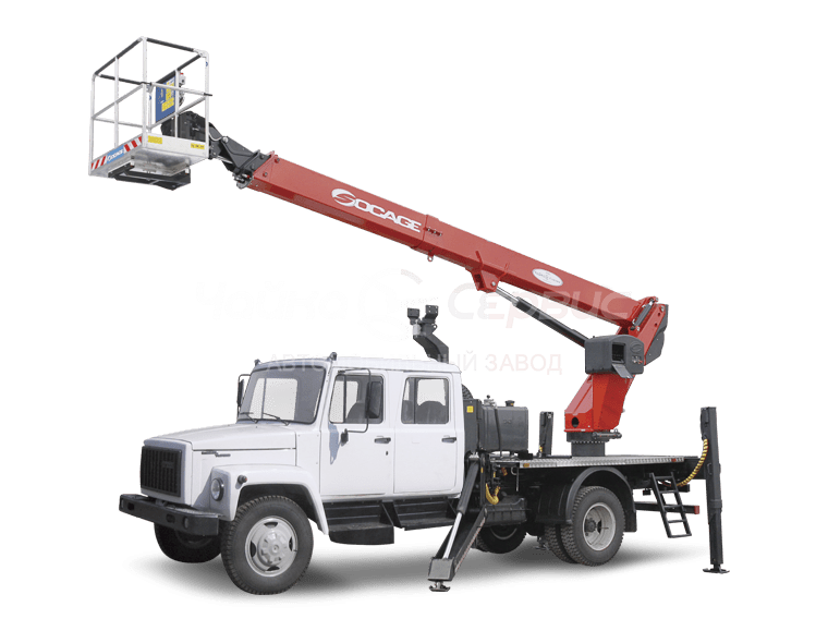 Автогидроподъёмник телескопический (стрела над кабиной) ГАЗ-3309 двухрядный с АГП Чайка