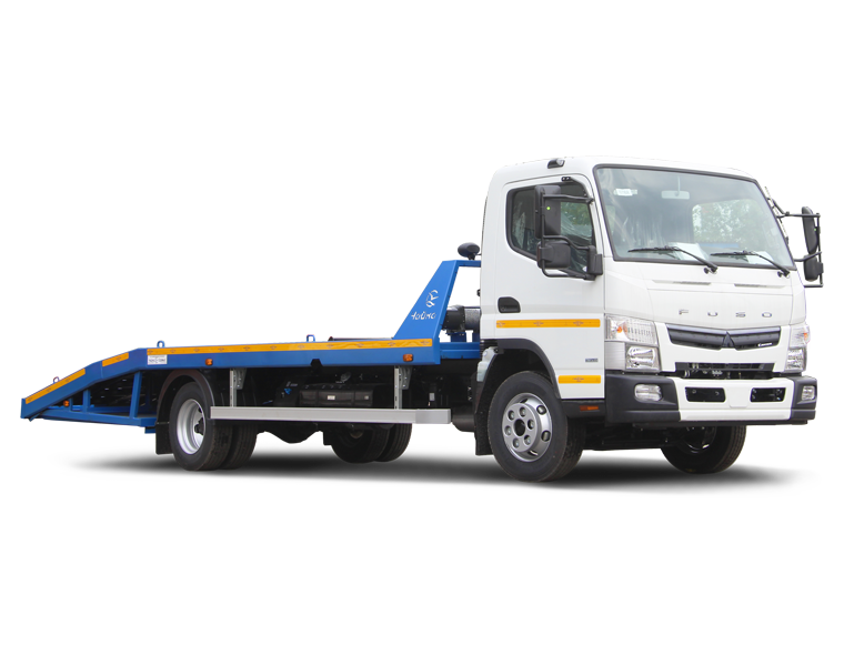 Эвакуатор Mitsubishi Fuso с ломаной платформой