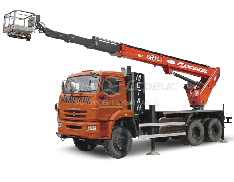 Автогидроподъёмник на газомоторных шасси КАМАЗ-65115 с АГП Чайка T328