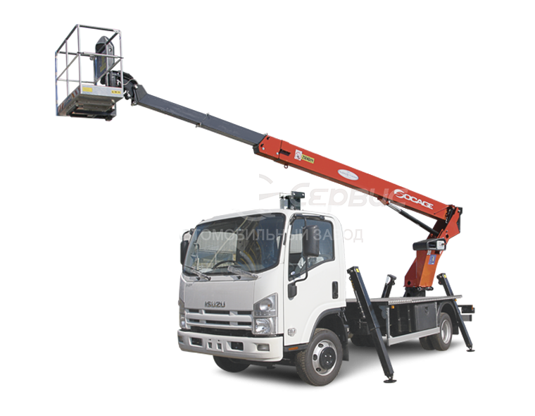 "Автогидроподъёмник телескопический (стрела над кабиной) ISUZU ELF 7.5 NORMAL (NPR75LK) с  АГП Чайка TR320"
