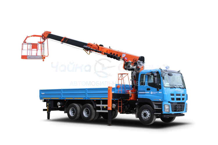 Кран-манипулятор ISUZU GIGA с КМУ TAURUS 086A с буром и сертифицированной люлькой