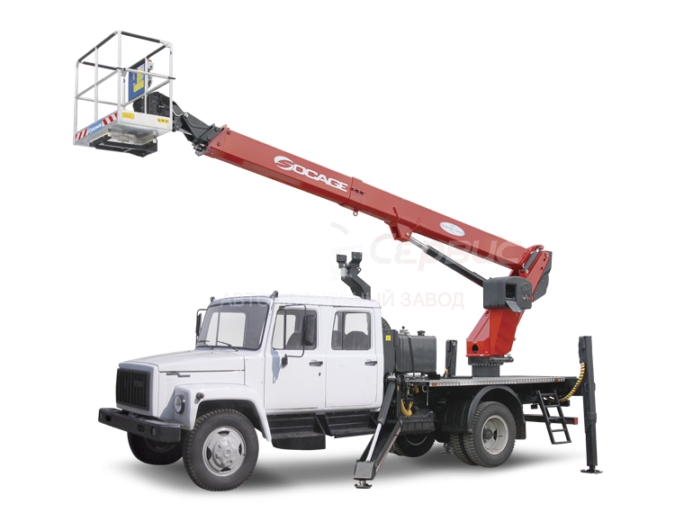 Автогидроподъёмник телескопический (стрела над кабиной) ГАЗ-3309 двухрядный с АГП Чайка