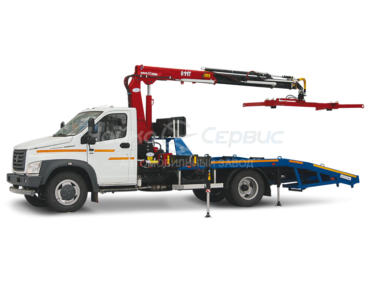 Эвакуатор ГАЗ-C41R13 Газон Next City с краном-манипулятором с ломаной платформой