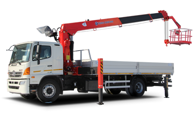 Кран-манипулятор HINO 500 GD с КМУ TAURUS 086A и сертифицированной люлькой
