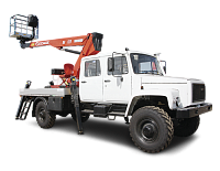 Автогидроподъёмник телескопический (стрела за кабиной) ГАЗ-33081 с двухряжной кабиной и АГП Чайка Т318, Т315