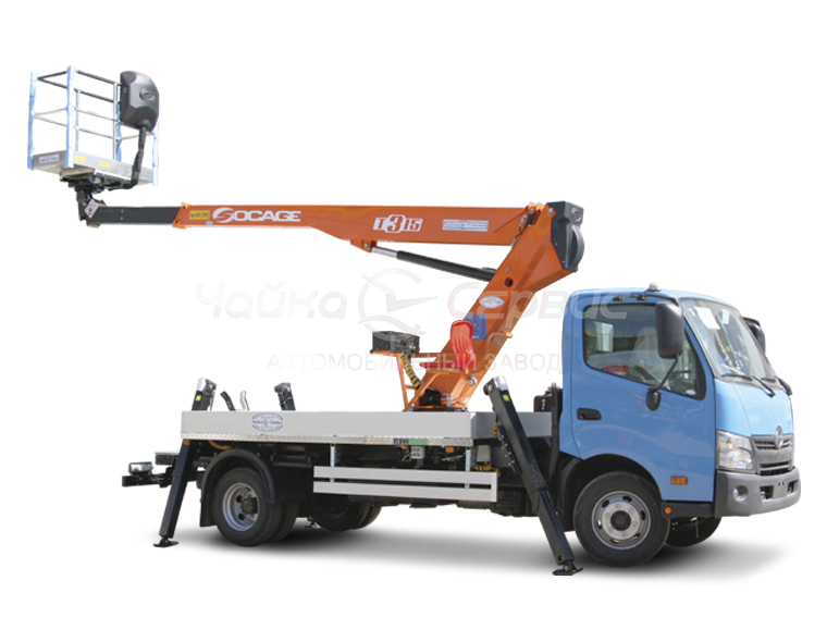 Автогидроподъёмник телескопический (стрела за кабиной) HINO-300 с АГП Чайка T318, Т315