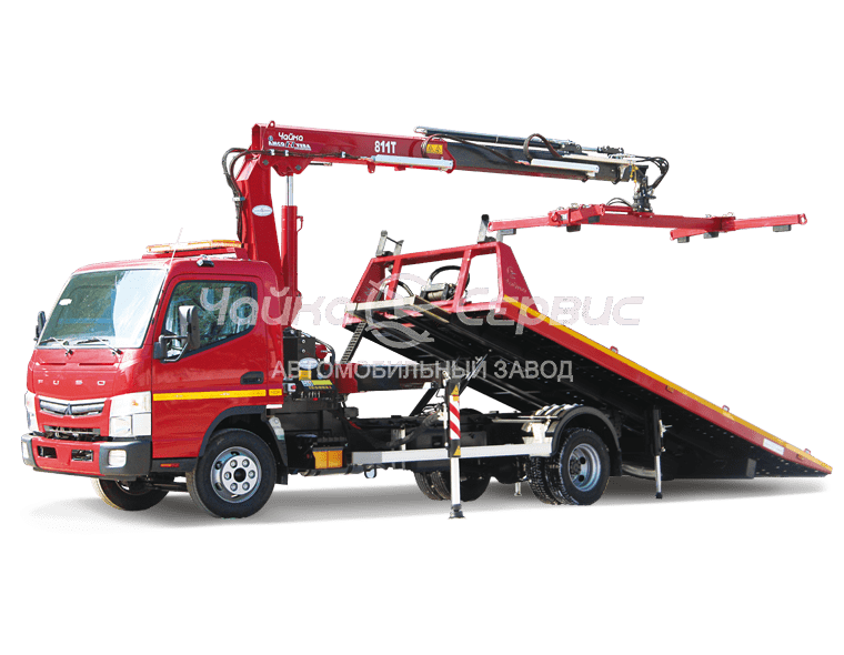Эвакуатор FUSO FE85D со сдвижной платформой и КМУ NR811T 2S