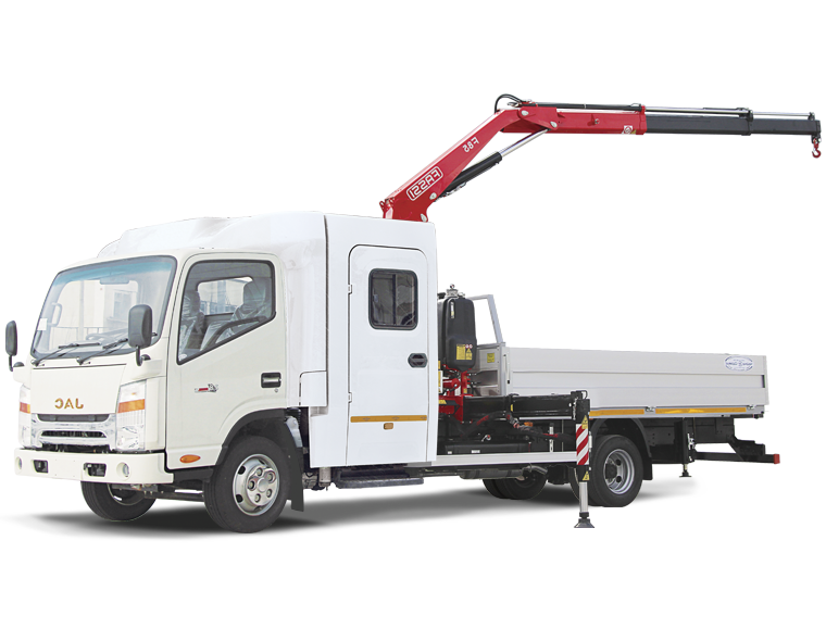 Кран-манипулятор JAC N80 c 7-местной двухрядной кабиной "Тайга" и КМУ Чайка-Fassi
