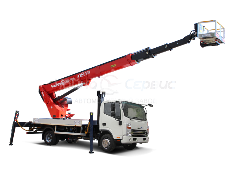 Автогидроподъёмник телескопический (стрела над кабиной) JAC N80 с АГП Чайка TR322/328