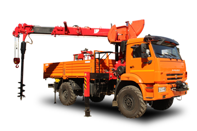 Кран-манипулятор КАМАЗ-43502 с КМУ TAURUS 055A с буром и сертифицированной люлькой