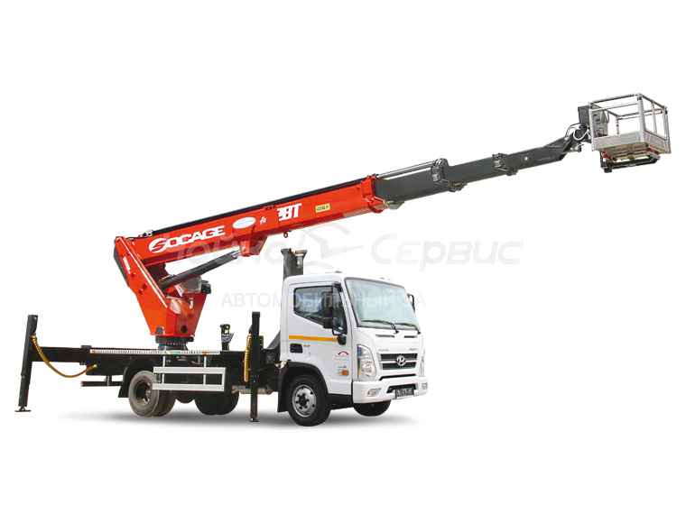 Автогидроподъёмник телескопический (стрела над кабиной) Hyundai Mighty с АГП Чайка TR328