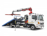 Эвакуатор HINO-500 M2 со сдвижной платформой и КМУ Чайка NR816T 2S
