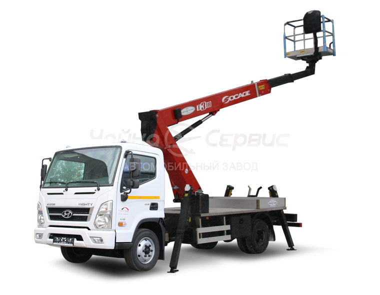Автогидроподъёмник телескопический (стрела за кабиной) Hyundai Mighty с АГП Чайка