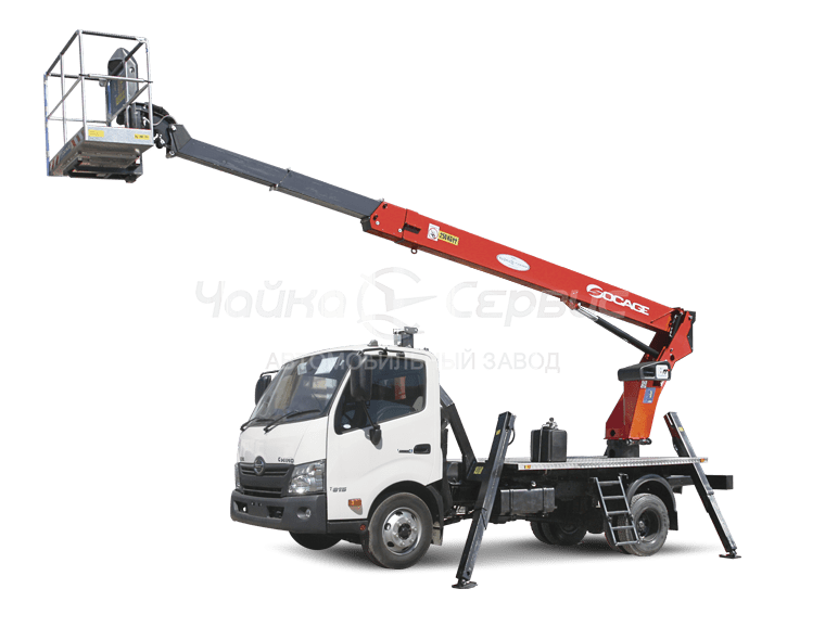 Автогидроподъёмник телескопический (стрела над кабиной) HINO 300 (720) с АГП Чайка TR320