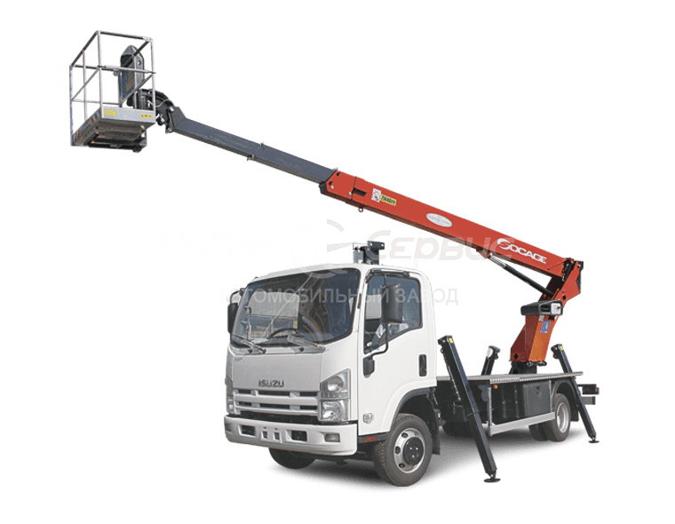 "Автогидроподъёмник телескопический (стрела над кабиной) ISUZU ELF 7.5 NORMAL (NPR75LK) с  АГП Чайка TR320"