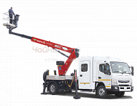 Автогидроподъёмник телескопический (стрела за кабиной) Mitsubishi Fuso c 7-местной двухрядной кабиной "Тайга"