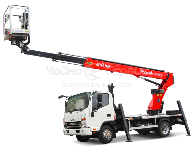 Автогидроподъёмник телескопический (стрела над кабиной) JAC N80 с АГП Чайка TR315/318/320