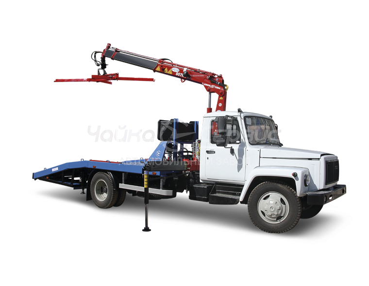 Эвакуатор ГАЗ-3309 c краном-манипулятором и ломаной платформой