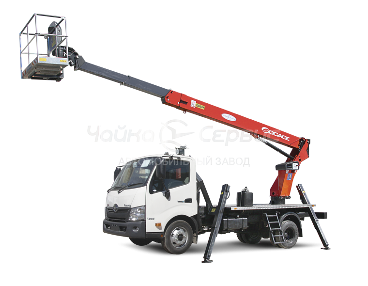 Автогидроподъёмник телескопический (стрела над кабиной) HINO 300 (720) с АГП Чайка TR320