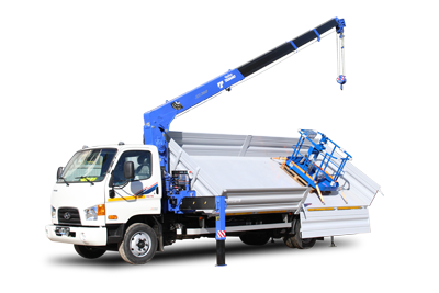 Самосвал Hyundai HD78 с КМУ Чайка-Tadano TM-ZE364HS и сертифицированной люлькой